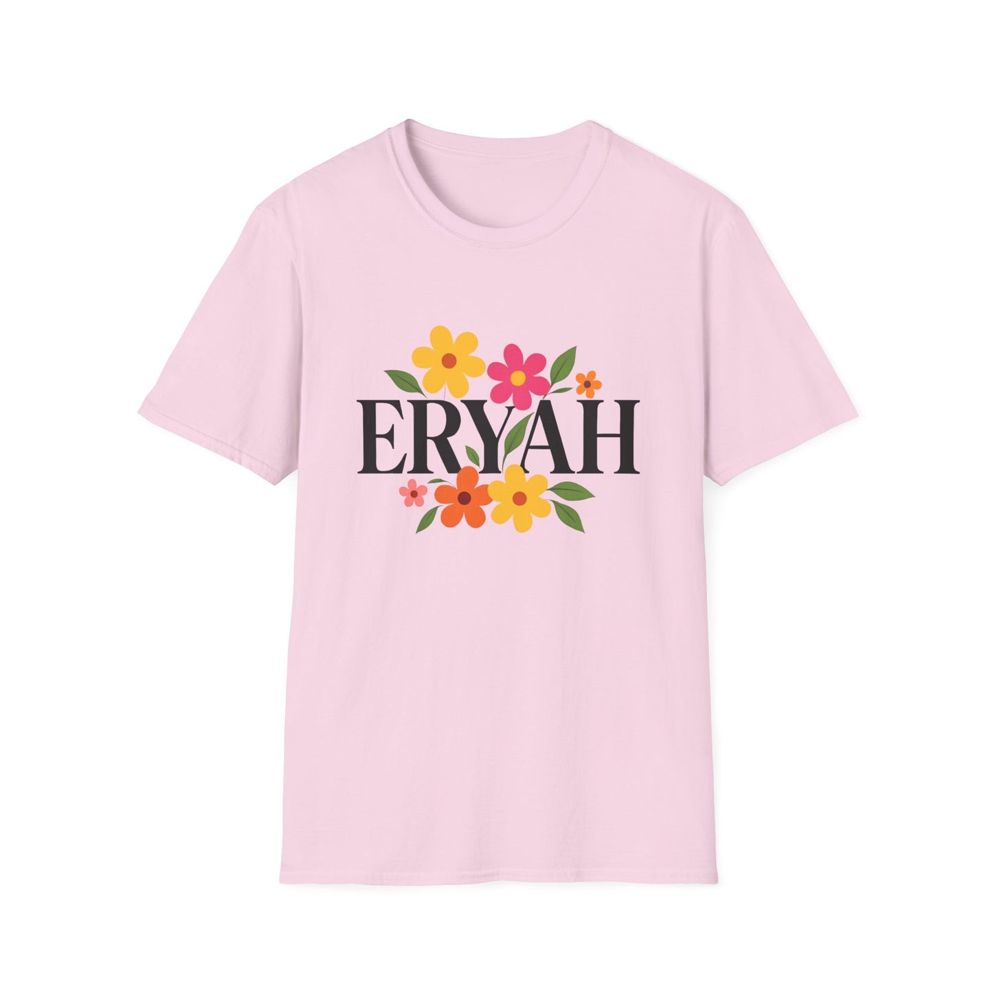 "ERYAH Floral Power Typography Tee - Retro Bloom Streetwear"