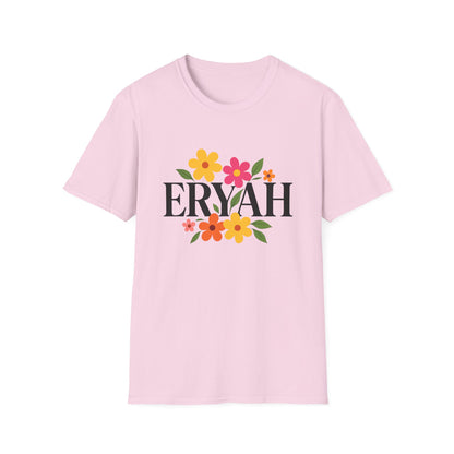"ERYAH Floral Power Typography Tee - Retro Bloom Streetwear"