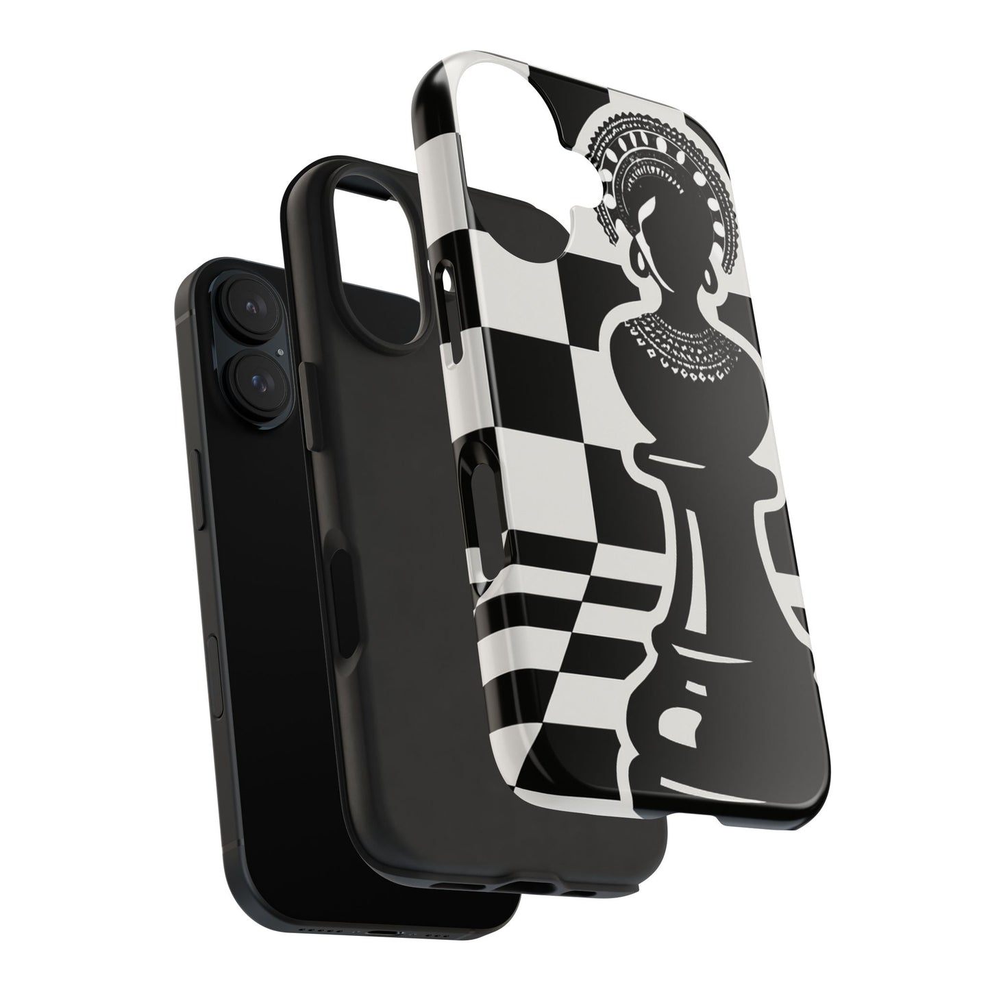 Chess Queen Phone Case, Tough Phone Cases, Stylish Accessories, Unique Gift, Geometric Design, Black and White Aesthetic