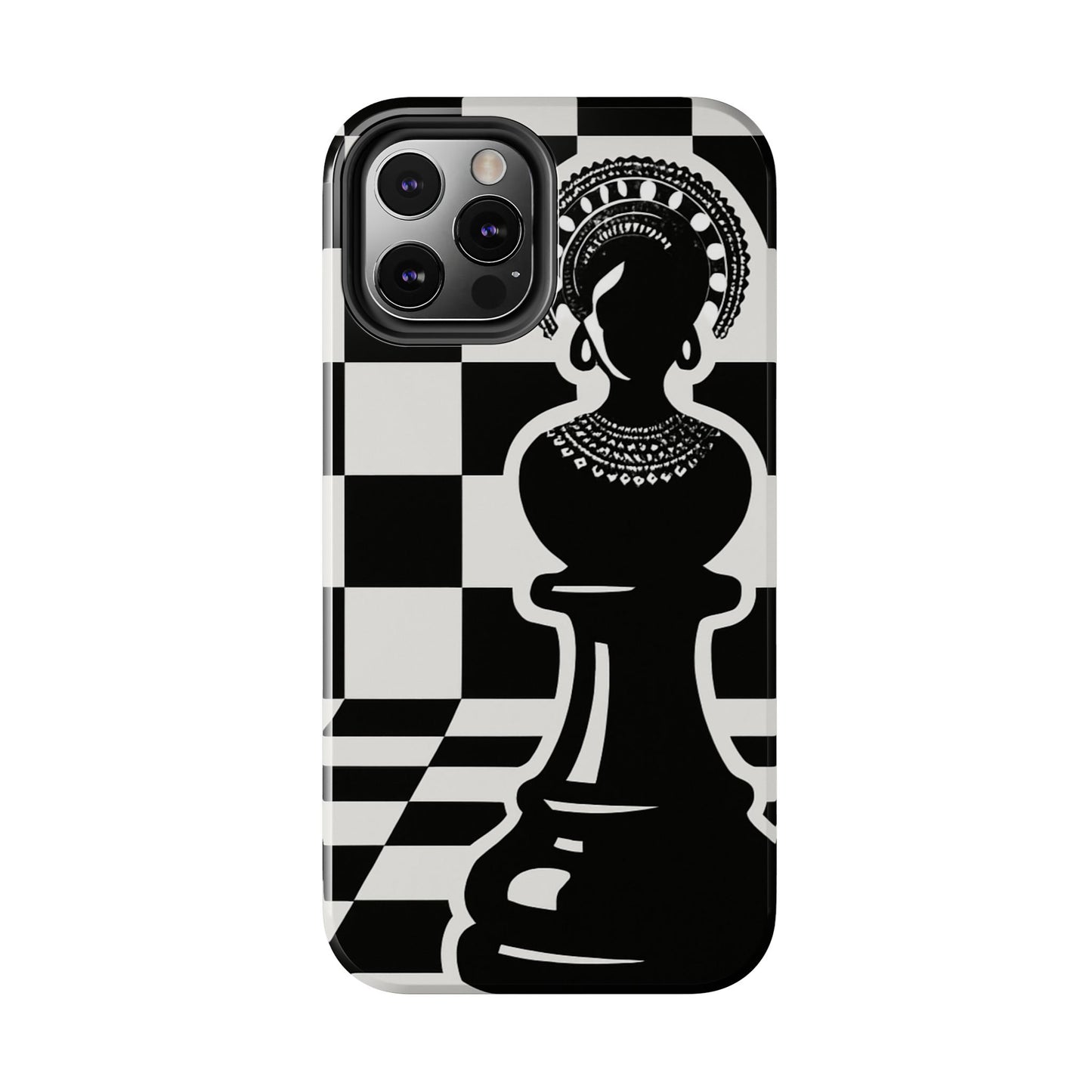 Chess Queen Phone Case, Tough Phone Cases, Stylish Accessories, Unique Gift, Geometric Design, Black and White Aesthetic