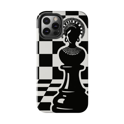 Chess Queen Phone Case, Tough Phone Cases, Stylish Accessories, Unique Gift, Geometric Design, Black and White Aesthetic