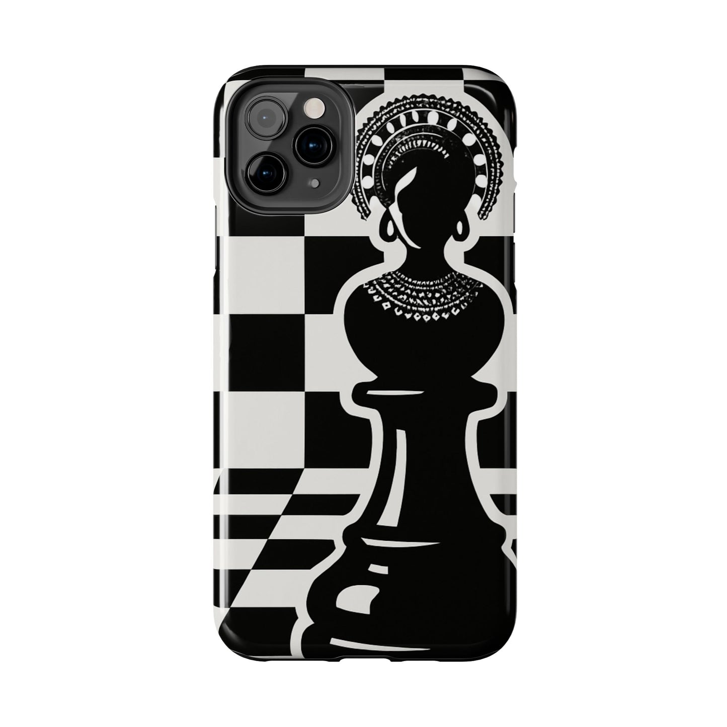 Chess Queen Phone Case, Tough Phone Cases, Stylish Accessories, Unique Gift, Geometric Design, Black and White Aesthetic