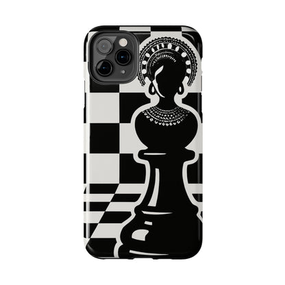 Chess Queen Phone Case, Tough Phone Cases, Stylish Accessories, Unique Gift, Geometric Design, Black and White Aesthetic