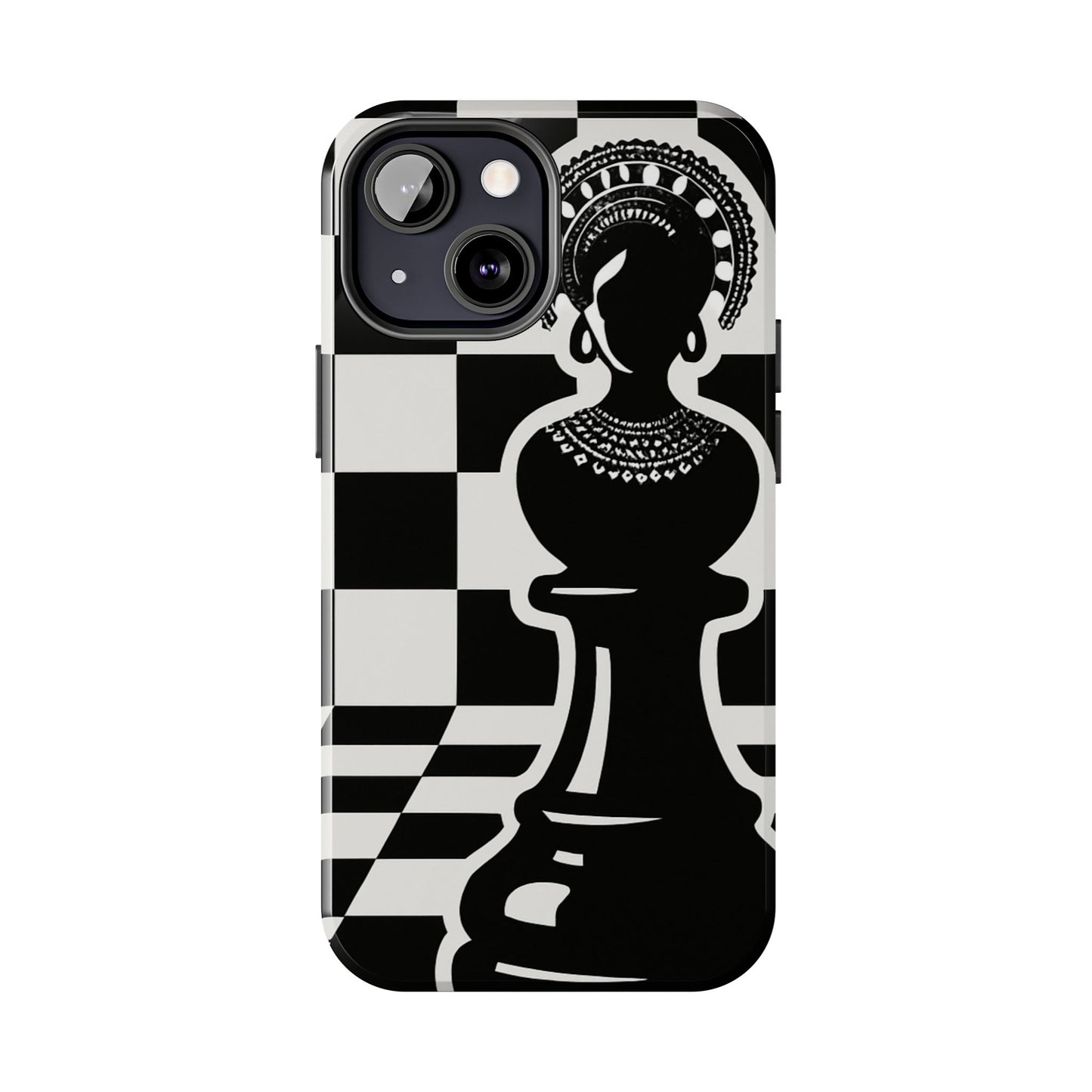 Chess Queen Phone Case, Tough Phone Cases, Stylish Accessories, Unique Gift, Geometric Design, Black and White Aesthetic