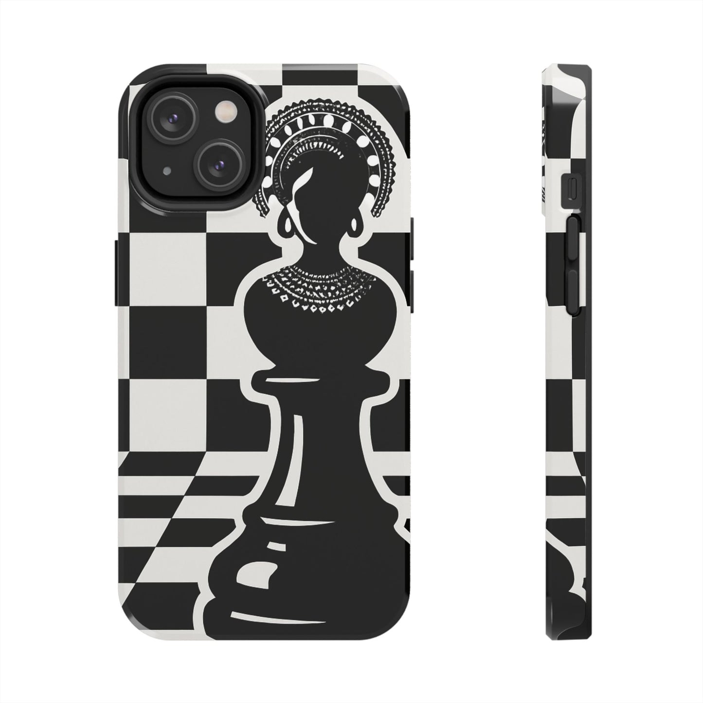 Chess Queen Phone Case, Tough Phone Cases, Stylish Accessories, Unique Gift, Geometric Design, Black and White Aesthetic