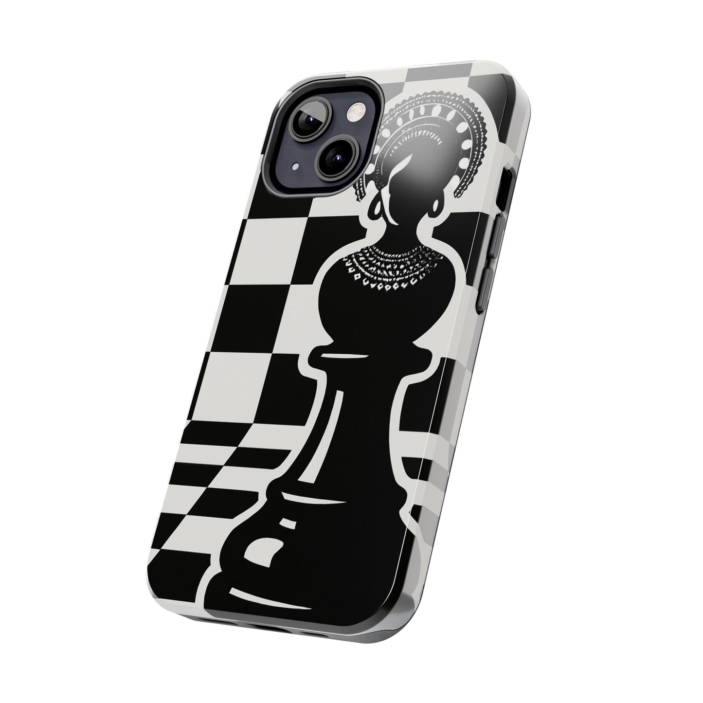 Chess Queen Phone Case, Tough Phone Cases, Stylish Accessories, Unique Gift, Geometric Design, Black and White Aesthetic