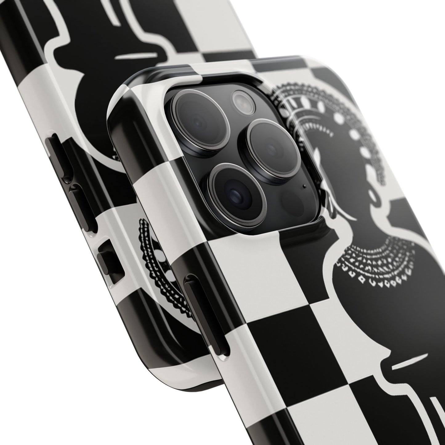 Chess Queen Phone Case, Tough Phone Cases, Stylish Accessories, Unique Gift, Geometric Design, Black and White Aesthetic