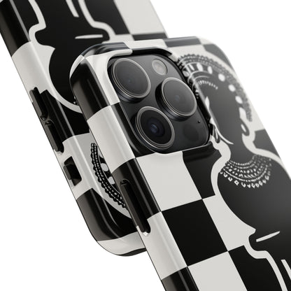 Chess Queen Phone Case, Tough Phone Cases, Stylish Accessories, Unique Gift, Geometric Design, Black and White Aesthetic