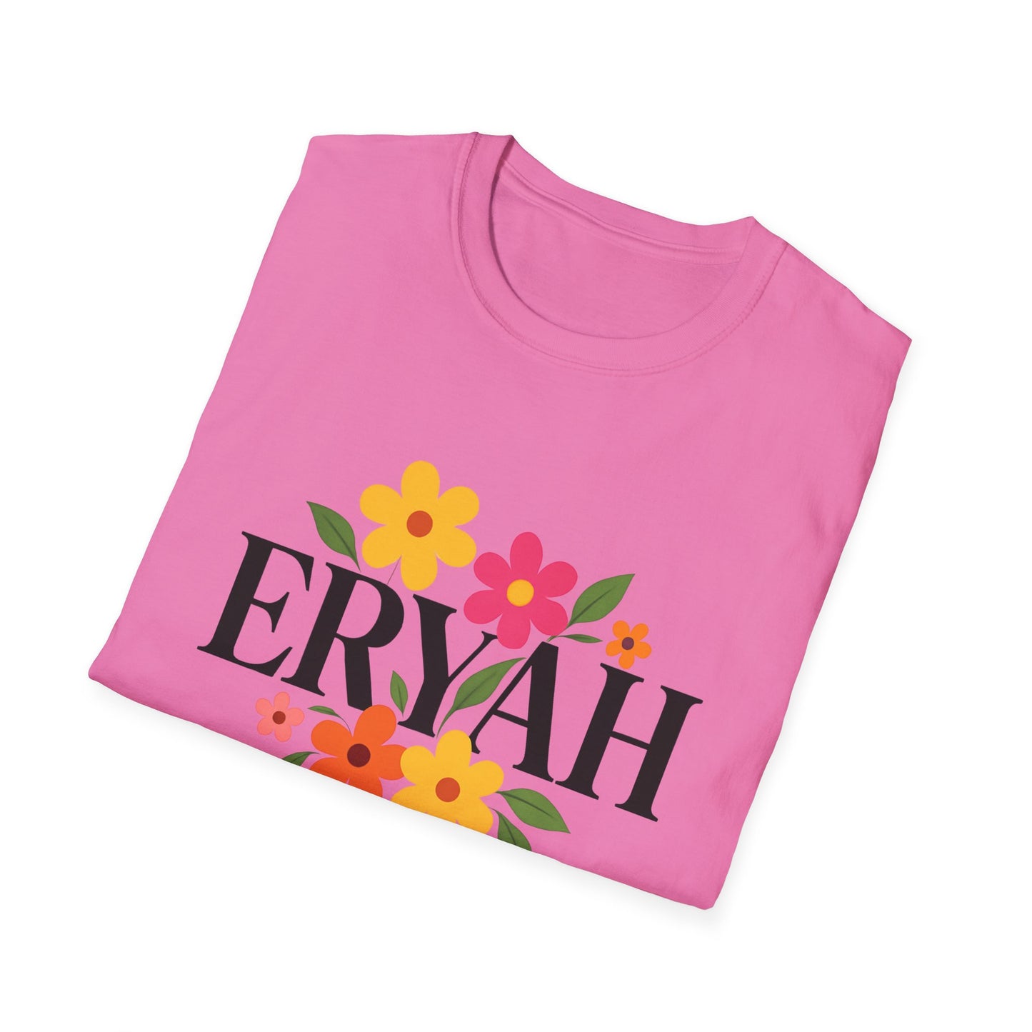 "ERYAH Floral Power Typography Tee - Retro Bloom Streetwear"