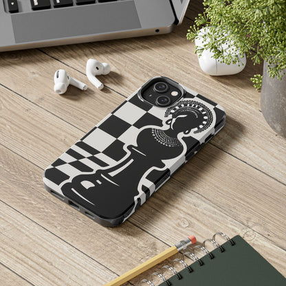 Chess Queen Phone Case, Tough Phone Cases, Stylish Accessories, Unique Gift, Geometric Design, Black and White Aesthetic
