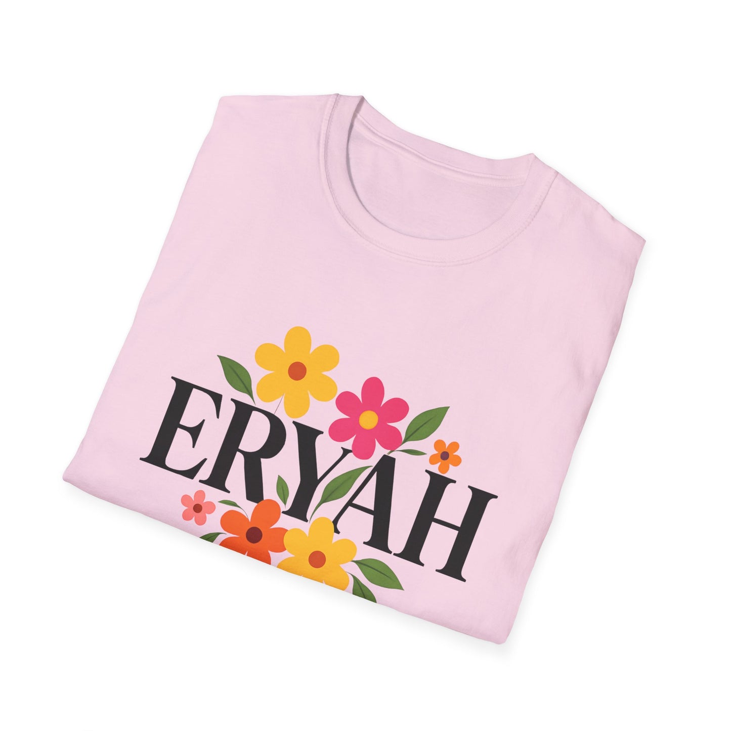 "ERYAH Floral Power Typography Tee - Retro Bloom Streetwear"