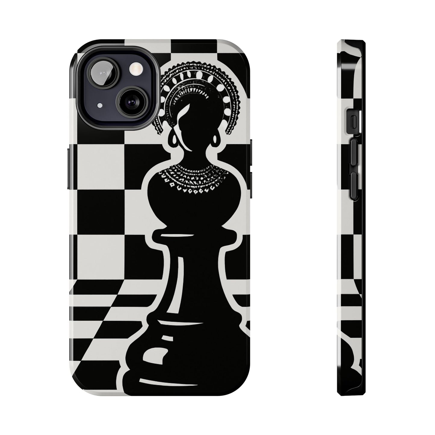 Chess Queen Phone Case, Tough Phone Cases, Stylish Accessories, Unique Gift, Geometric Design, Black and White Aesthetic
