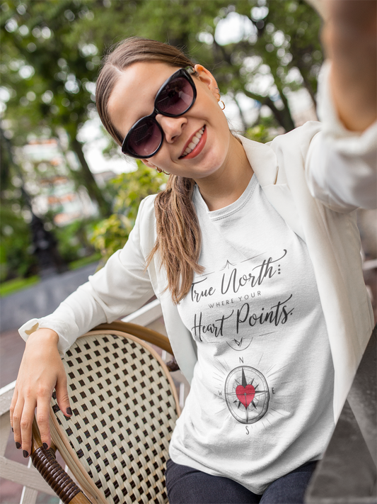 "True North: Where Your Heart Points - Elegant Compass Tee