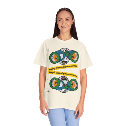 🔭 "SEEING THROUGH YOUR EXCUSES" Motivational Tee – No More BS! 🔭