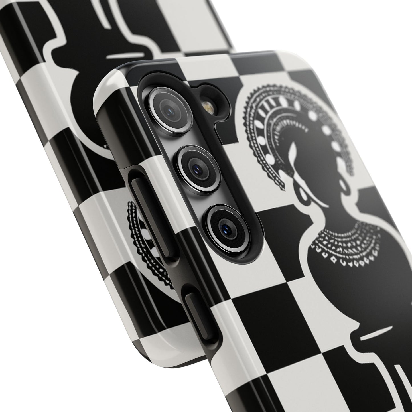 Chess Queen Phone Case, Tough Phone Cases, Stylish Accessories, Unique Gift, Geometric Design, Black and White Aesthetic