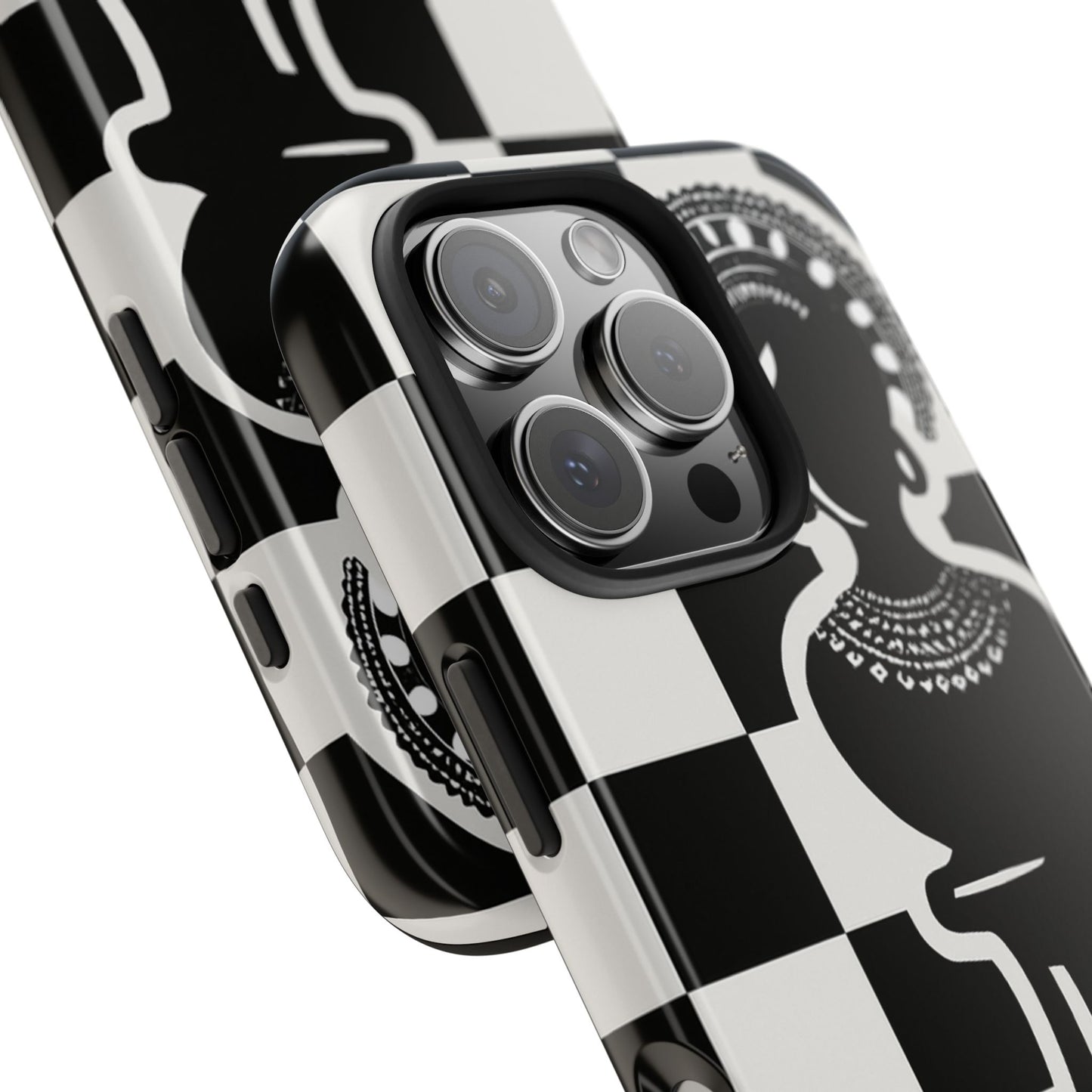 Chess Queen Phone Case, Tough Phone Cases, Stylish Accessories, Unique Gift, Geometric Design, Black and White Aesthetic