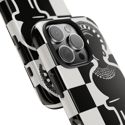 Chess Queen Phone Case, Tough Phone Cases, Stylish Accessories, Unique Gift, Geometric Design, Black and White Aesthetic