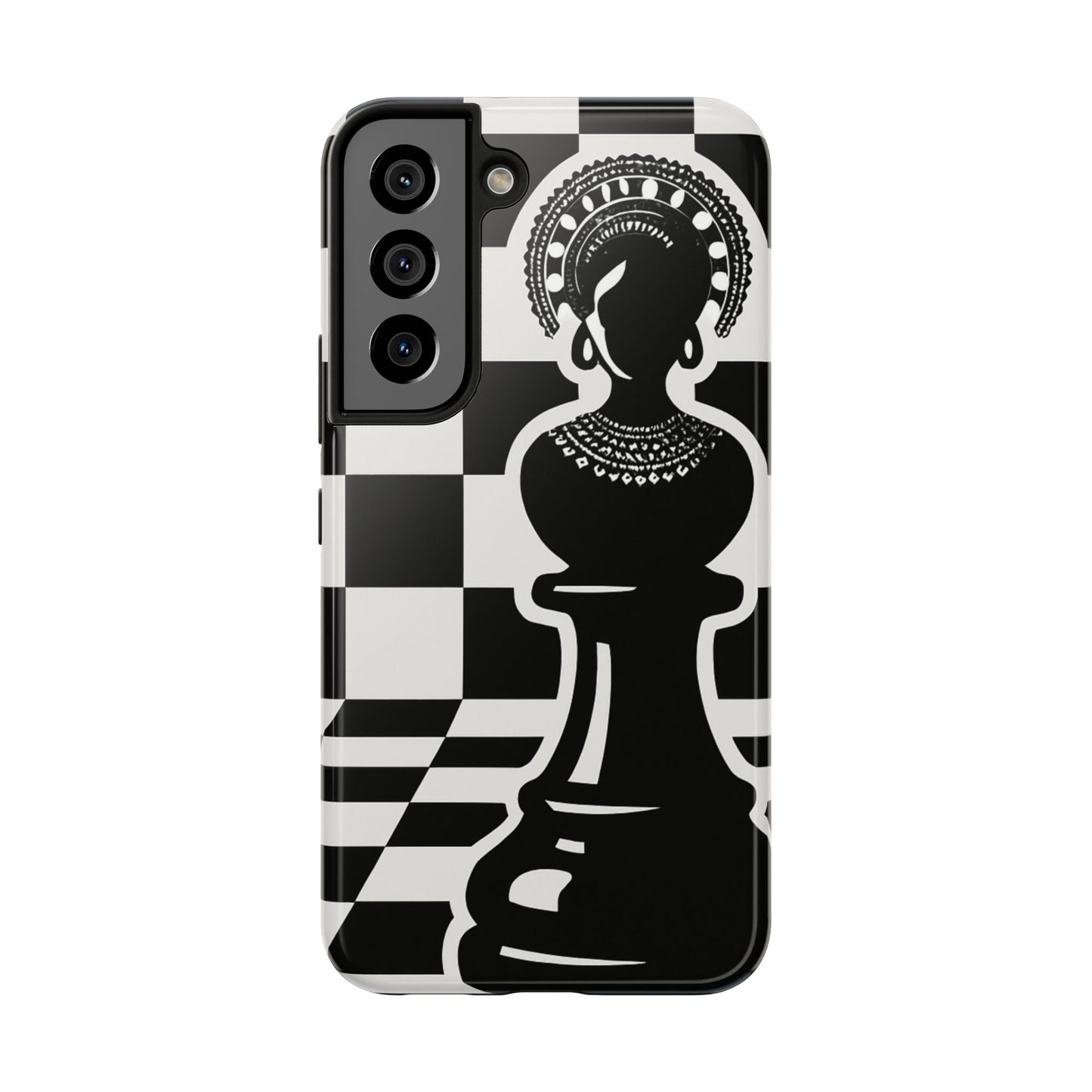 Chess Queen Phone Case, Tough Phone Cases, Stylish Accessories, Unique Gift, Geometric Design, Black and White Aesthetic
