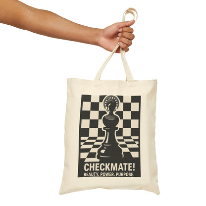 "Checkmate! Beauty, Power, Purpose" – Empowering Chess Queen Tote Bag