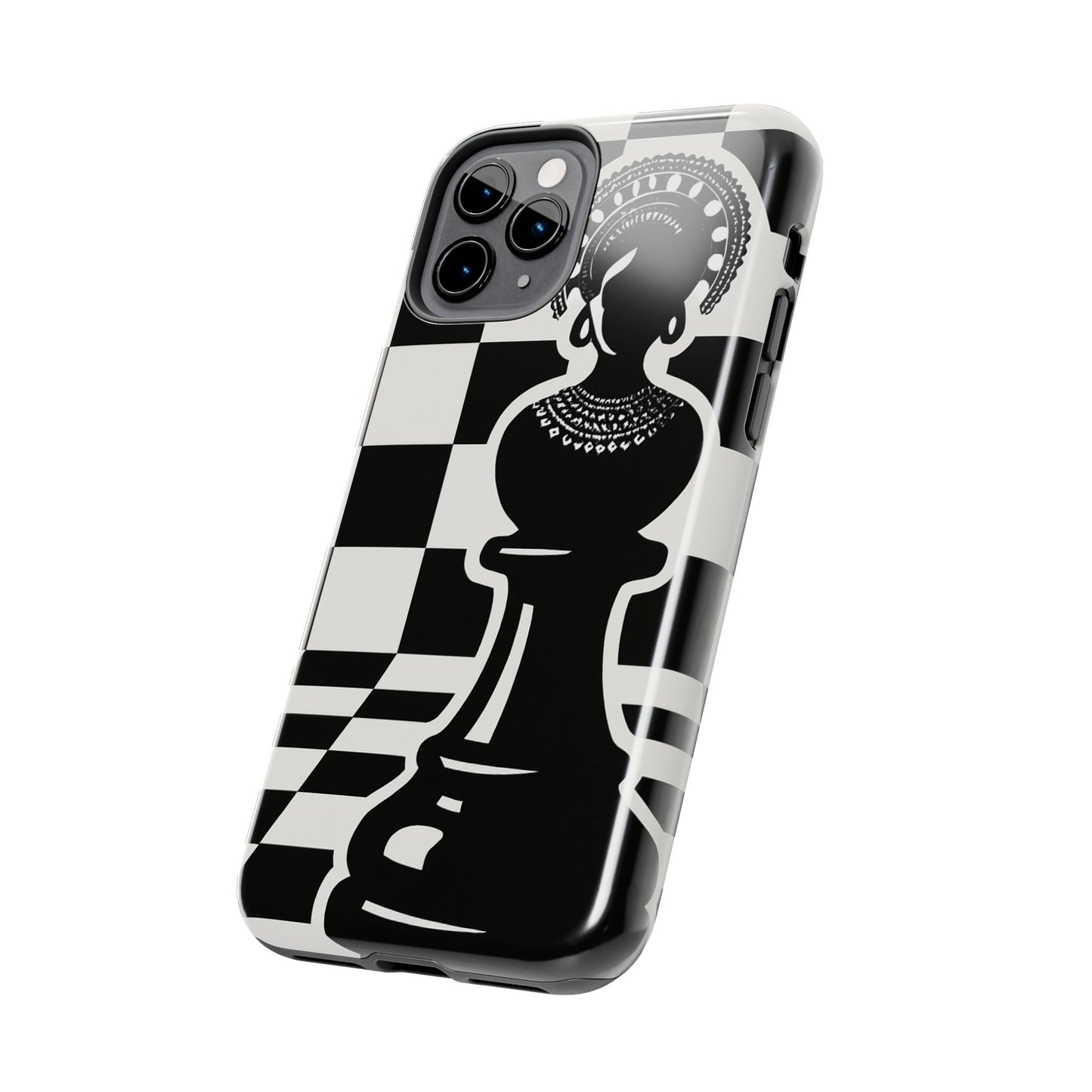 Chess Queen Phone Case, Tough Phone Cases, Stylish Accessories, Unique Gift, Geometric Design, Black and White Aesthetic