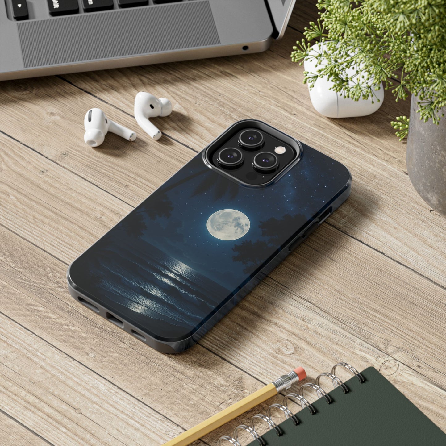 Moonlit Ocean Tough Phone Case, Starry Night Phone Protector, Beach Vibe Phone Cover, Gift for Ocean Lovers, Travel Accessories