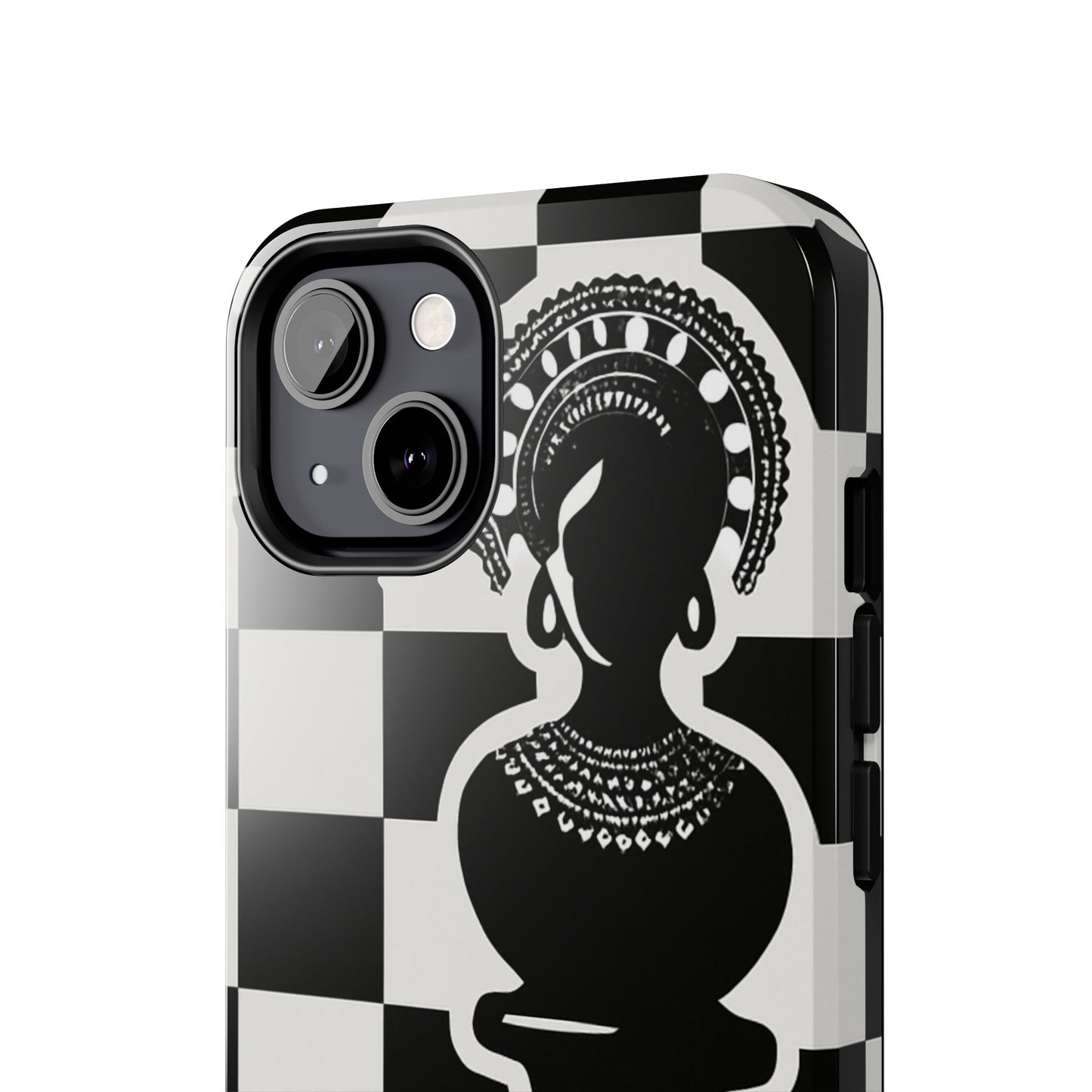 Chess Queen Phone Case, Tough Phone Cases, Stylish Accessories, Unique Gift, Geometric Design, Black and White Aesthetic