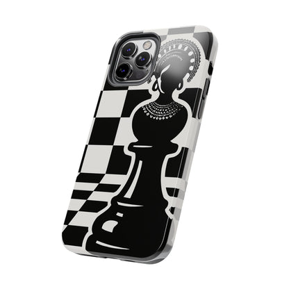 Chess Queen Phone Case, Tough Phone Cases, Stylish Accessories, Unique Gift, Geometric Design, Black and White Aesthetic