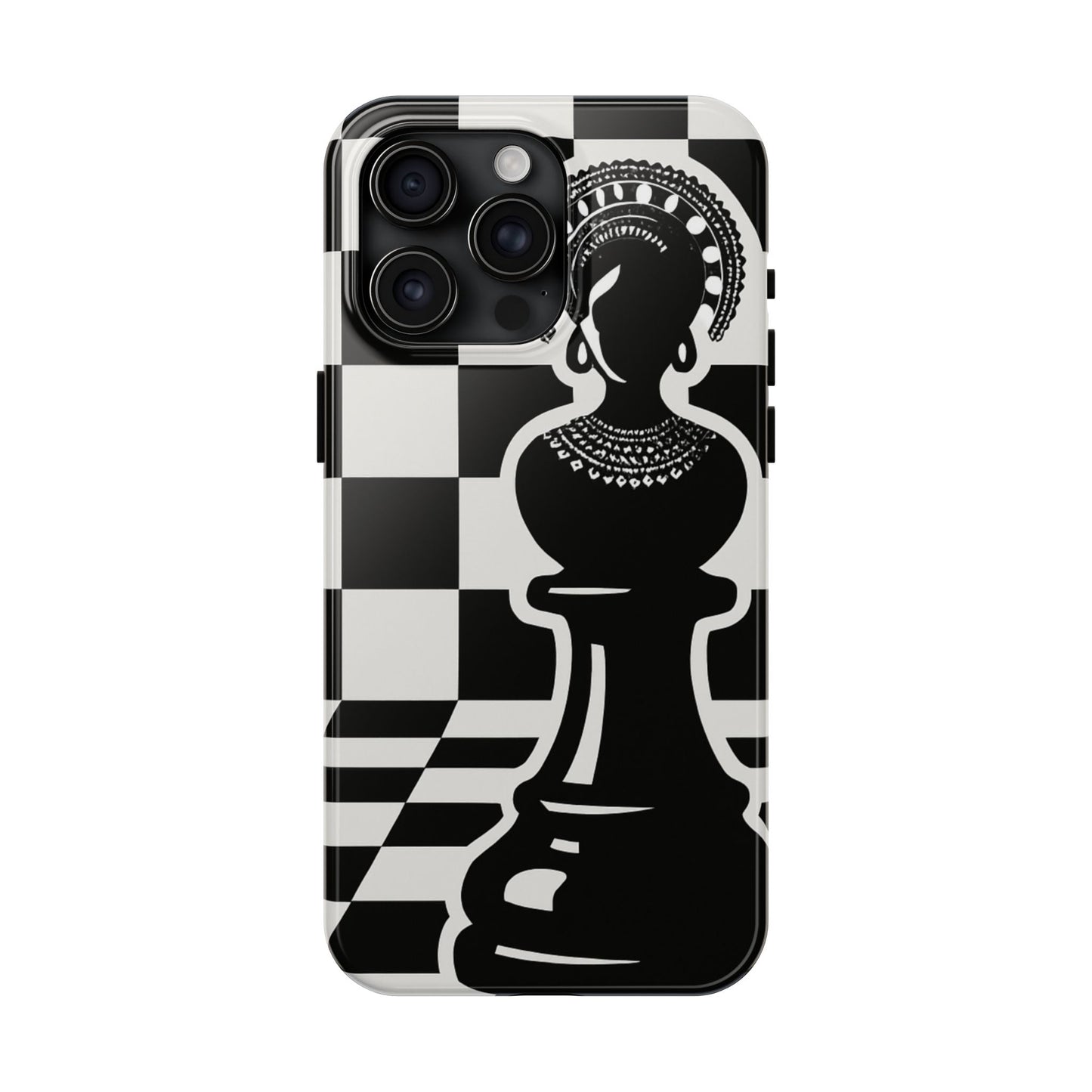 Chess Queen Phone Case, Tough Phone Cases, Stylish Accessories, Unique Gift, Geometric Design, Black and White Aesthetic