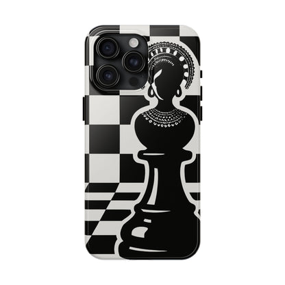Chess Queen Phone Case, Tough Phone Cases, Stylish Accessories, Unique Gift, Geometric Design, Black and White Aesthetic
