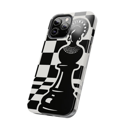 Chess Queen Phone Case, Tough Phone Cases, Stylish Accessories, Unique Gift, Geometric Design, Black and White Aesthetic