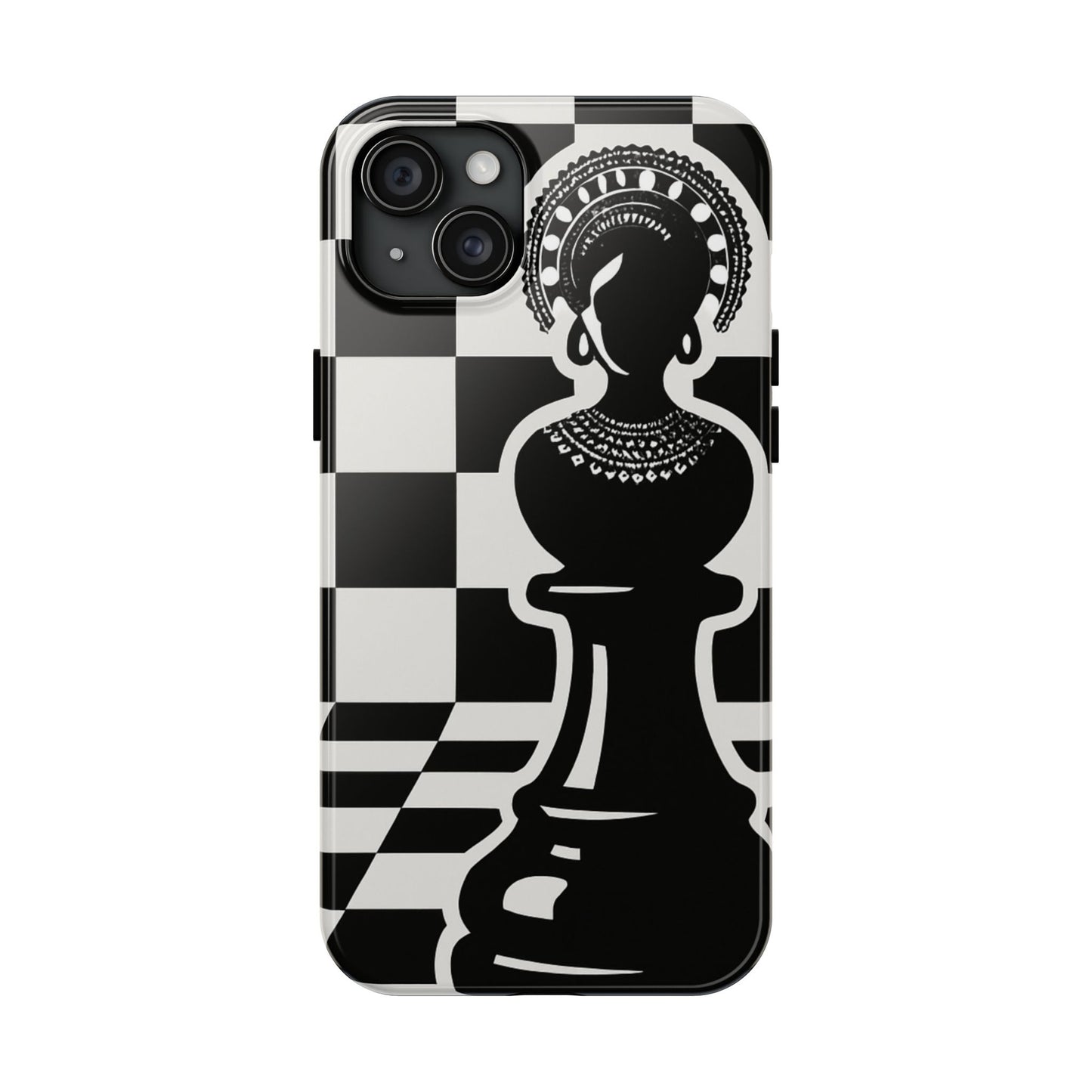 Chess Queen Phone Case, Tough Phone Cases, Stylish Accessories, Unique Gift, Geometric Design, Black and White Aesthetic