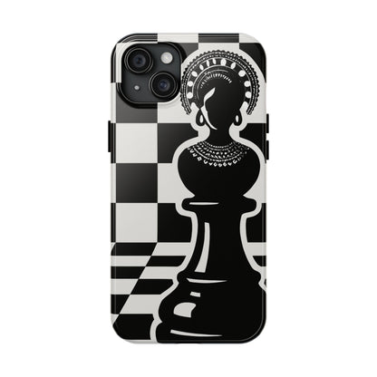 Chess Queen Phone Case, Tough Phone Cases, Stylish Accessories, Unique Gift, Geometric Design, Black and White Aesthetic