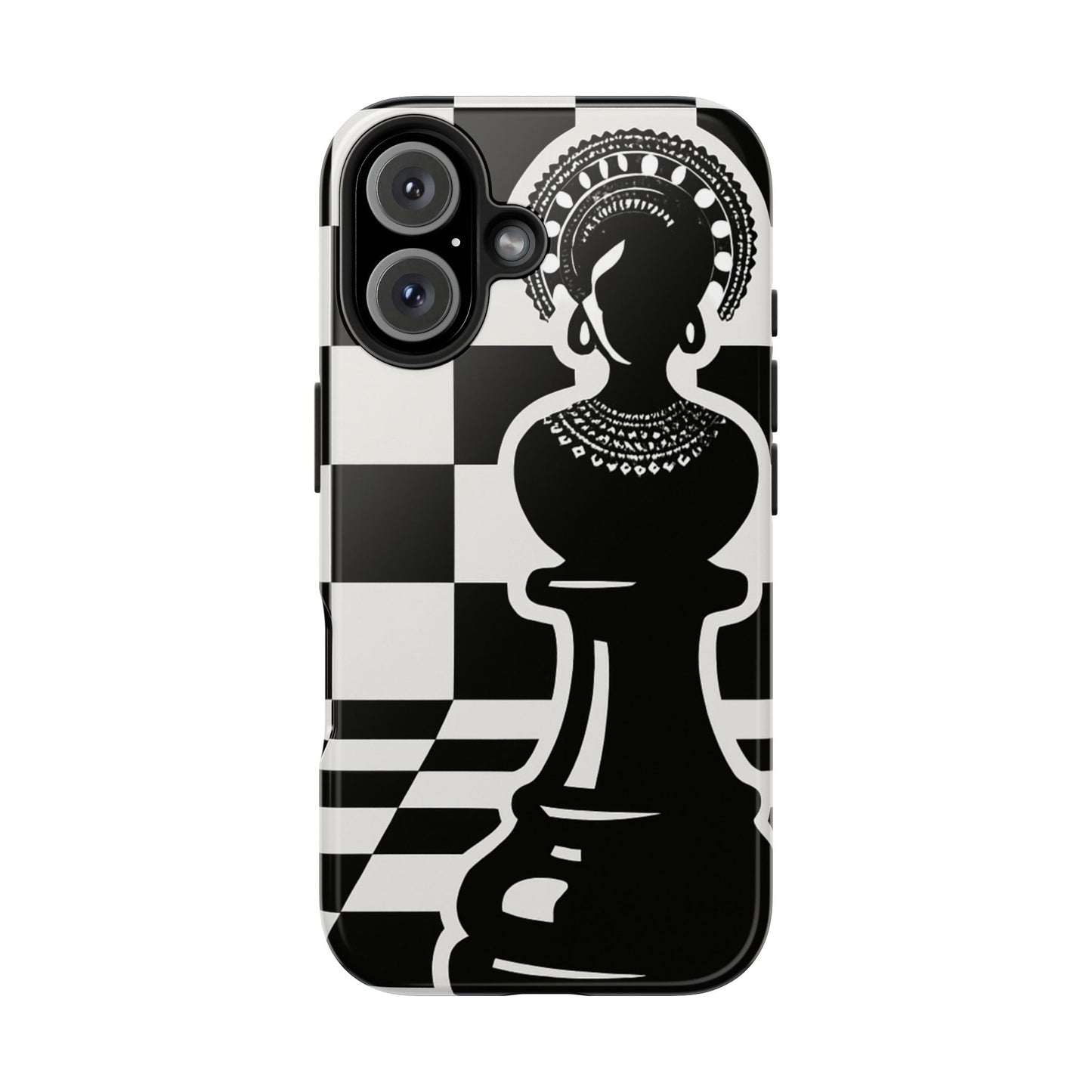 Chess Queen Phone Case, Tough Phone Cases, Stylish Accessories, Unique Gift, Geometric Design, Black and White Aesthetic