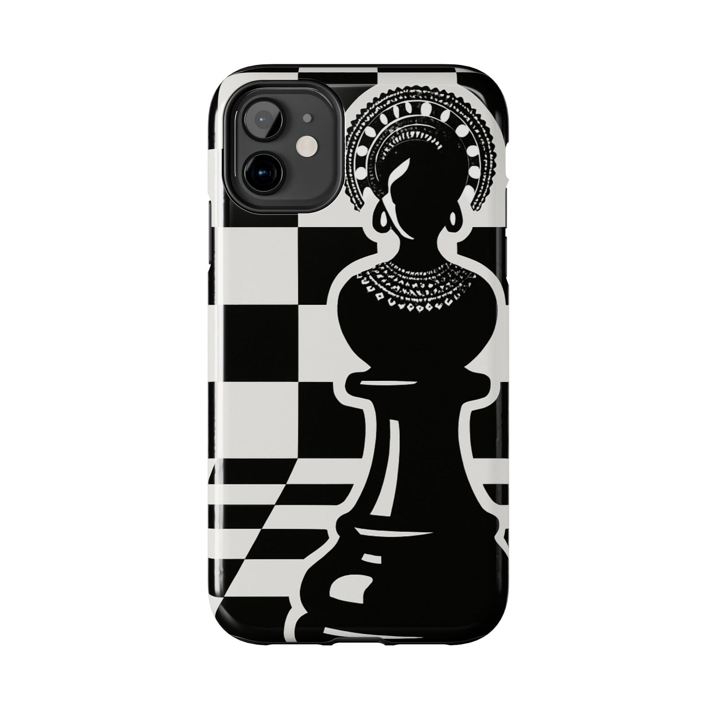 Chess Queen Phone Case, Tough Phone Cases, Stylish Accessories, Unique Gift, Geometric Design, Black and White Aesthetic