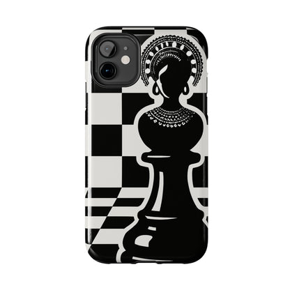 Chess Queen Phone Case, Tough Phone Cases, Stylish Accessories, Unique Gift, Geometric Design, Black and White Aesthetic