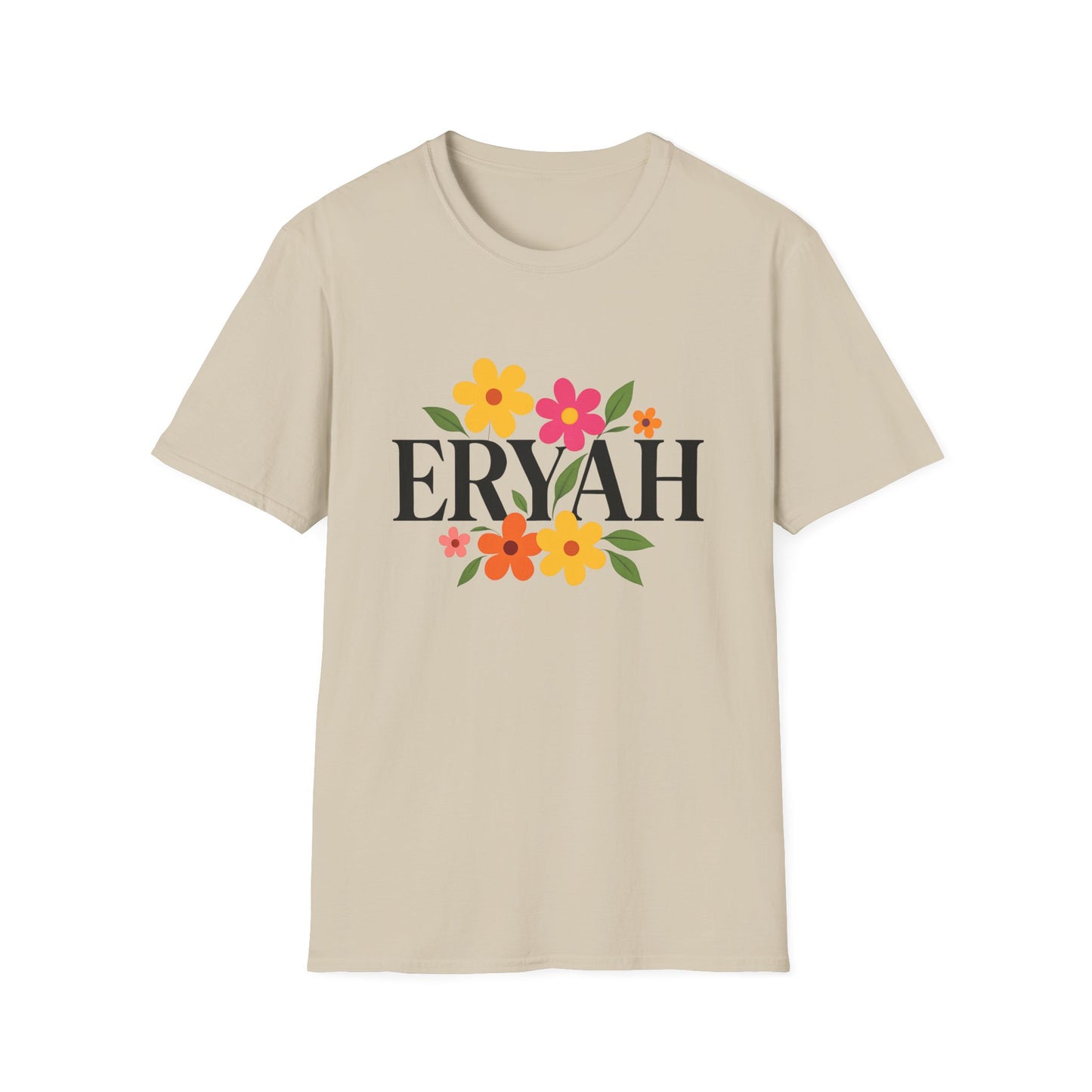 "ERYAH Floral Power Typography Tee - Retro Bloom Streetwear"