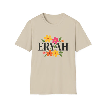 "ERYAH Floral Power Typography Tee - Retro Bloom Streetwear"