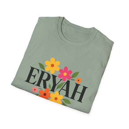 "ERYAH Floral Power Typography Tee - Retro Bloom Streetwear"