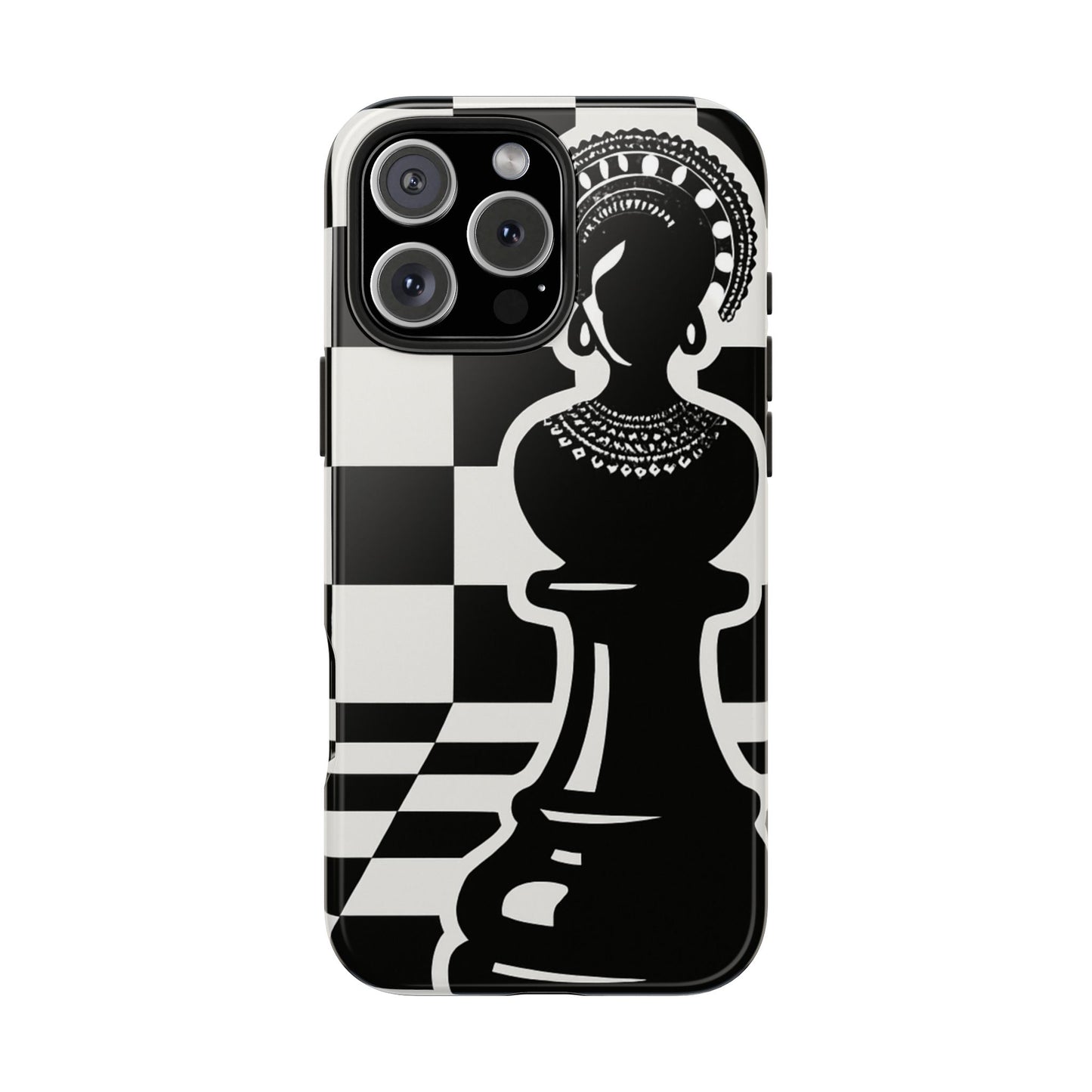 Chess Queen Phone Case, Tough Phone Cases, Stylish Accessories, Unique Gift, Geometric Design, Black and White Aesthetic