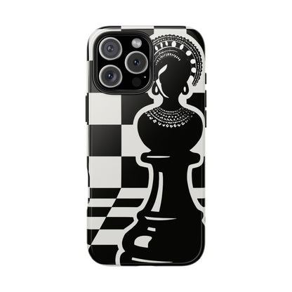 Chess Queen Phone Case, Tough Phone Cases, Stylish Accessories, Unique Gift, Geometric Design, Black and White Aesthetic