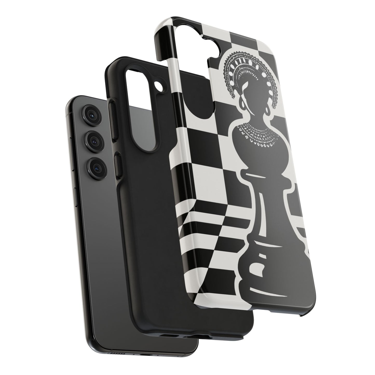 Chess Queen Phone Case, Tough Phone Cases, Stylish Accessories, Unique Gift, Geometric Design, Black and White Aesthetic