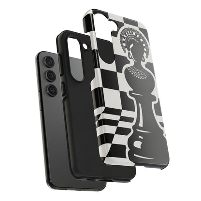Chess Queen Phone Case, Tough Phone Cases, Stylish Accessories, Unique Gift, Geometric Design, Black and White Aesthetic