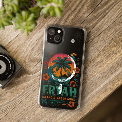 Tropical Phone Case featuring ,Eryah, Island State of Mind' Design,  Clear Magnetic Impact Protection, Perfect Gift for Vacation