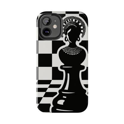 Chess Queen Phone Case, Tough Phone Cases, Stylish Accessories, Unique Gift, Geometric Design, Black and White Aesthetic