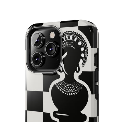 Chess Queen Phone Case, Tough Phone Cases, Stylish Accessories, Unique Gift, Geometric Design, Black and White Aesthetic
