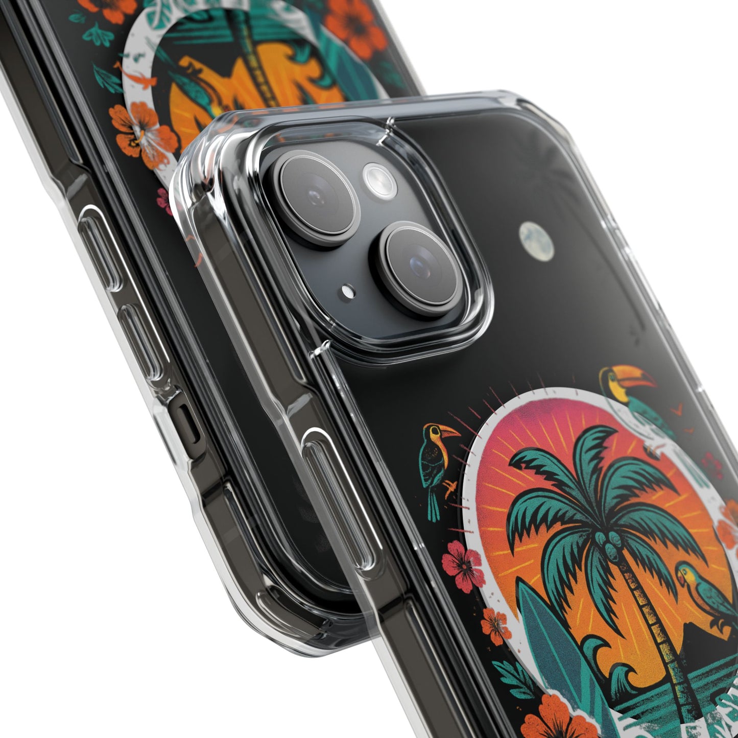 Tropical Phone Case featuring ,Eryah, Island State of Mind' Design,  Clear Magnetic Impact Protection, Perfect Gift for Vacation