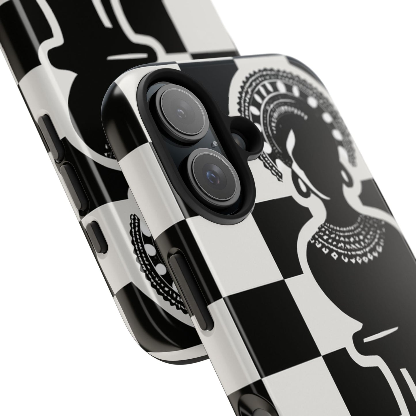 Chess Queen Phone Case, Tough Phone Cases, Stylish Accessories, Unique Gift, Geometric Design, Black and White Aesthetic