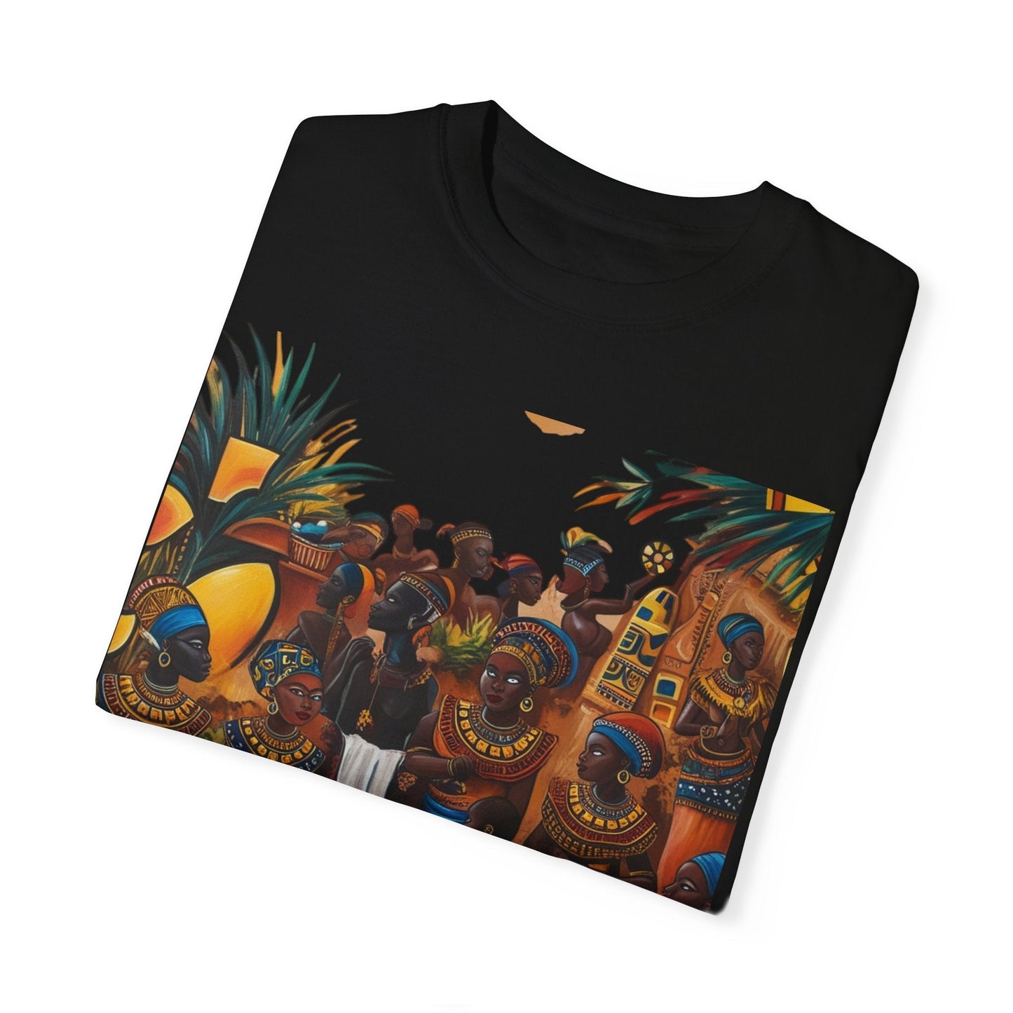 "Ancestral Gathering" African Art Print Tee  –  Cultural Storytelling in Wearable Art