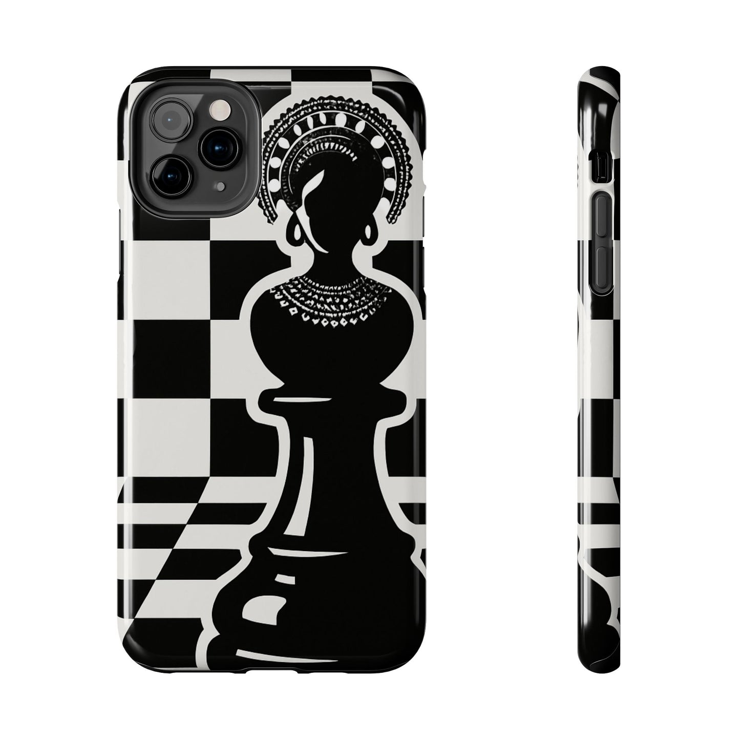 Chess Queen Phone Case, Tough Phone Cases, Stylish Accessories, Unique Gift, Geometric Design, Black and White Aesthetic