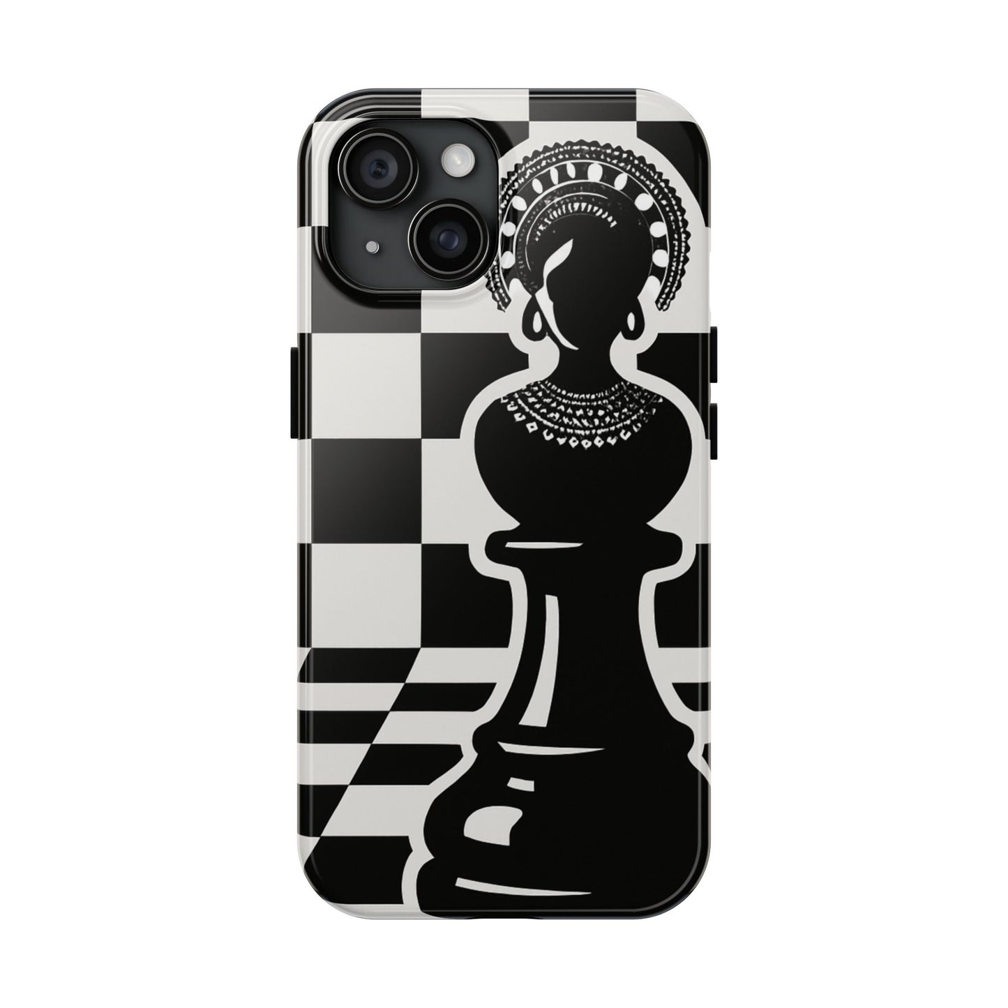 Chess Queen Phone Case, Tough Phone Cases, Stylish Accessories, Unique Gift, Geometric Design, Black and White Aesthetic